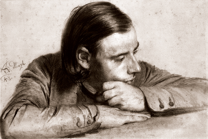  Adolpyh Von Menzel —— 理查德·门采尔 画家弟弟的肖像